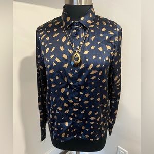 JACQUELINE DE YONG Blue & Tan Printed Blouse ✨